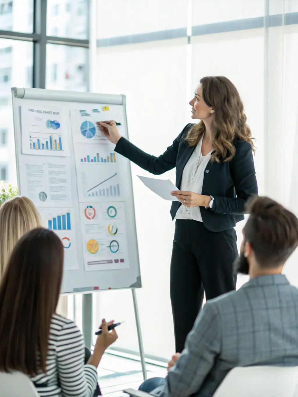 An image showcasing a small business owner confidently presenting their brand to a captivated audience, representing increased brand awareness and customer engagement.