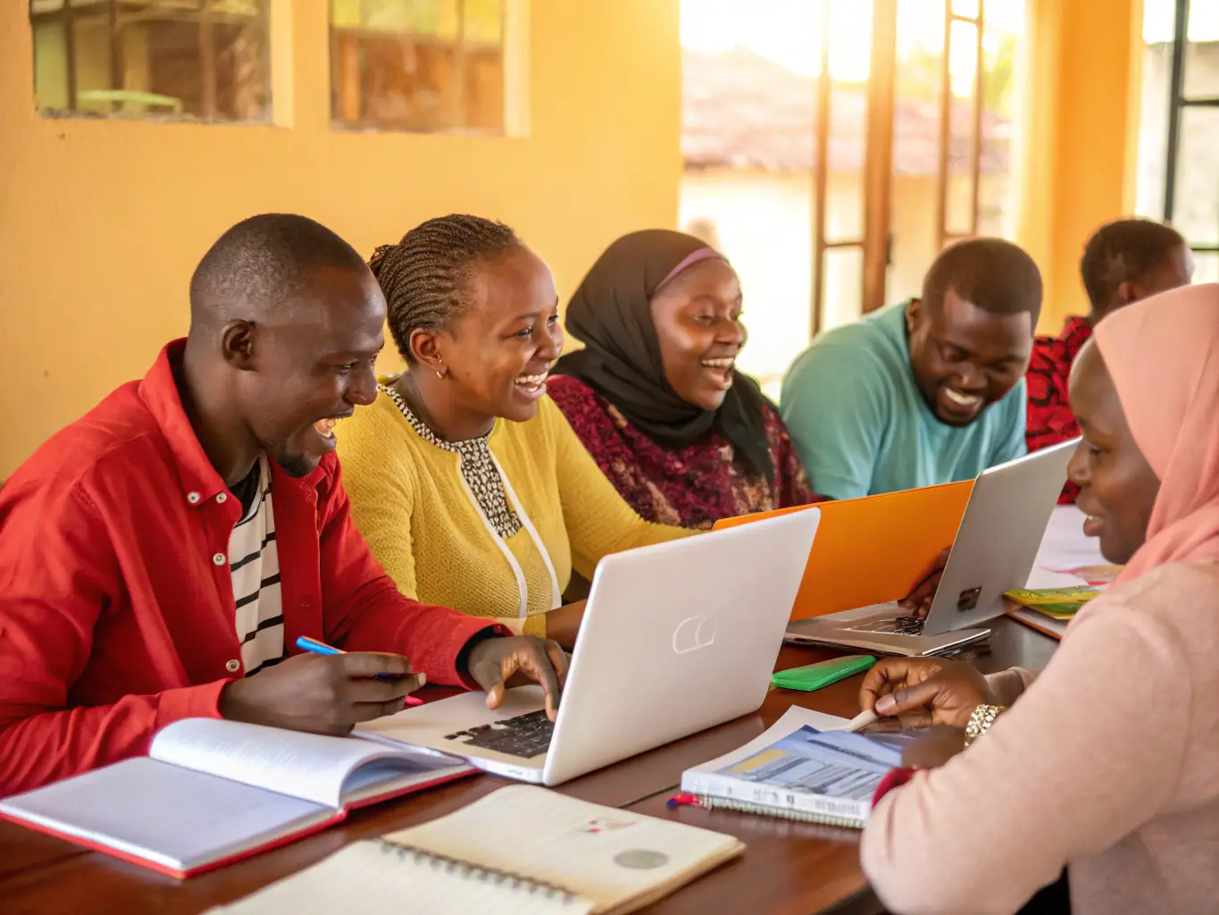 A diverse group of employees actively participating in a training session, focused on a presentation about effective communication strategies, in a modern office setting.